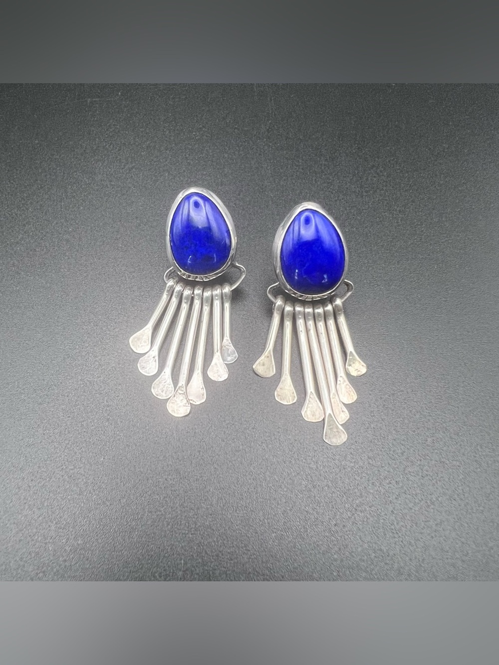 Native American Lapis Fringe Earrings